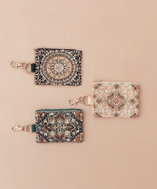 Print & Beads Embroidery Key Pouch (3 colors) 11 x 8cm M42-2485