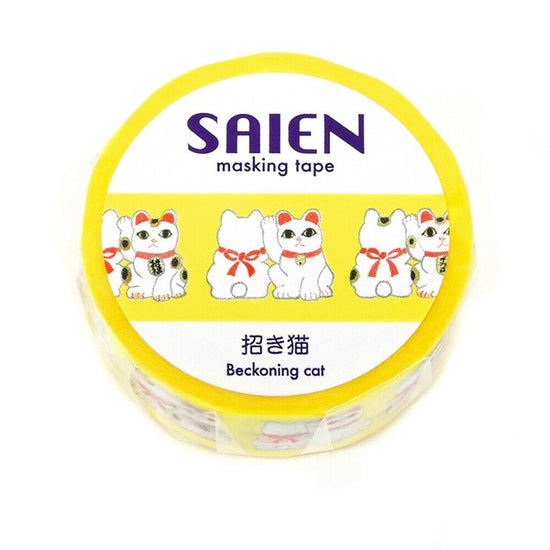 Kamiso Sansho Masking Tape – Maneki-neko (Beckoning Cat)