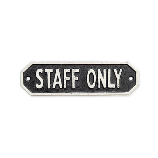 63588 [POSH MADE] sign plate STAFF ONLY black