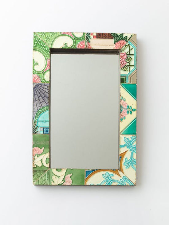 Antique tile mirror, rectangular (assorted colors and patterns) M29-1929AT