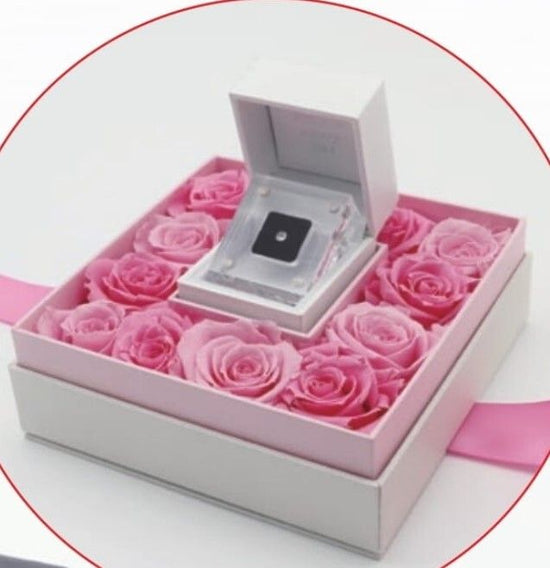 Proposal Loose Case with 12 preserved flowers and message engraved case TBBR-017B