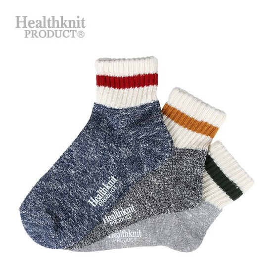 Healthknit 產品 男士 3P 四分之一襪子 Mokuro 粗紡系列