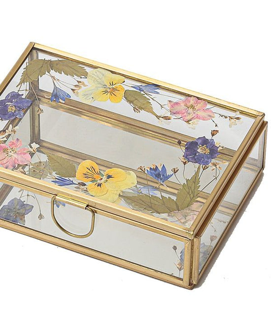 Pressed flower rectangle glass box M17-2562L