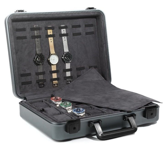 Attache case type watch storage case, aluminum watch storage, trunk for outside sales, holds 24 watches ES-LU2218