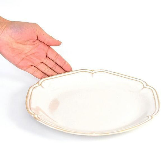 Ange 24cm dish, white type, Western tableware, round plate, made in Japan, Minoyaki, stylish.