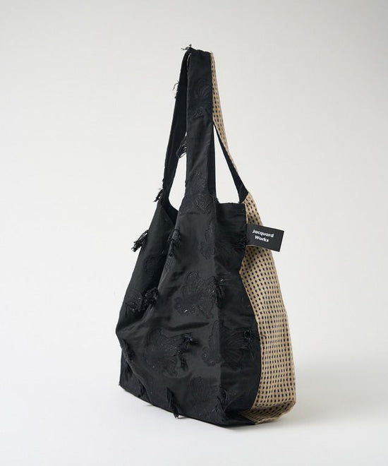 TWINS bag <L> [black demekin × beige check].