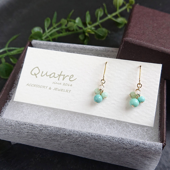 그린 칼세도니 피어싱 이어링 B 콰트르