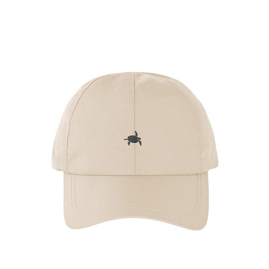 Dropped nylon cap "Sea turtle" monochrome logo ivory