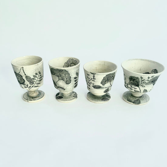 Set of 4 Goblet Cups and Dessert Cups (One of a Kind) GCGD-001