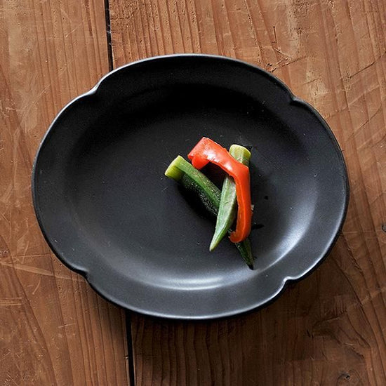 Depre Black Oval Plate S Black Type Western Tableware, Modified Plate, Made in Japan, Minoyaki, Cafe Style