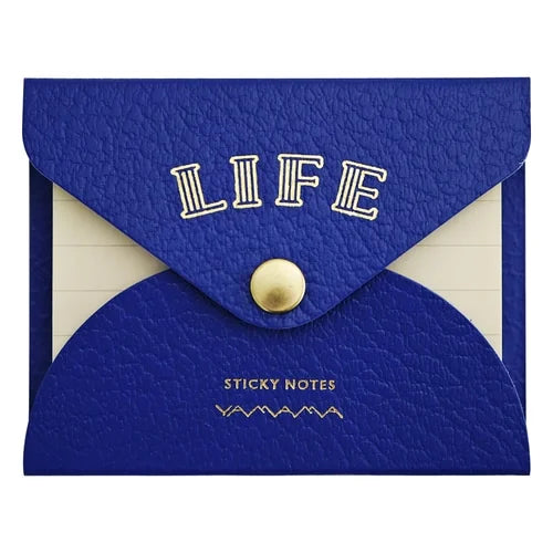 LIFE × Yamama Bungu Sticky Notes with Cover – Ruled, Blue