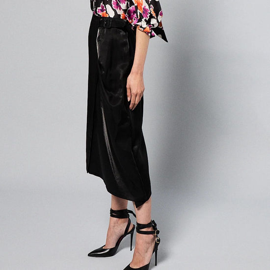 Jodie Sparkling Satin Asymmetrical Draped Skirt