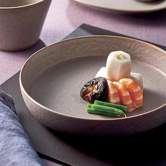 Cuisine Glaze Spume L Brown Western Tableware Round Plate, Made in Japan, Minoyaki, Stylish, Modern