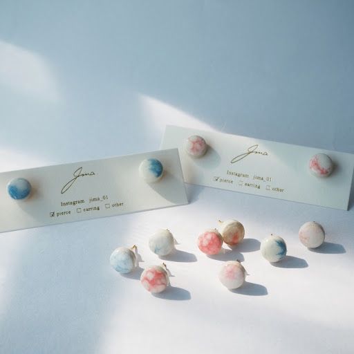 Mino Washi & Tile Pierced earrings [marble].