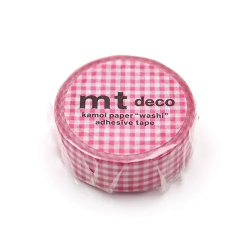 mt Masking Tape – Fine Gingham Check, Pink, 15mm×7m