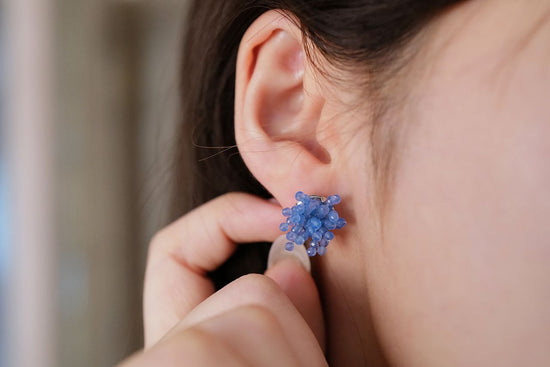 Coral Blue Agate Pierced earrings