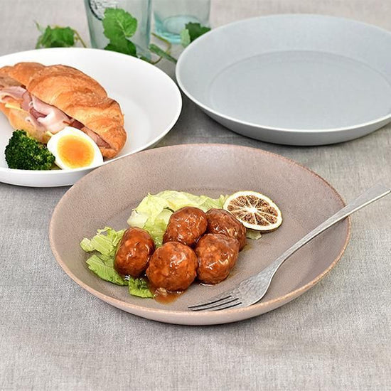 Cuisine Stone Mat Stan L White type Western Tableware Round Bowl, Made in Japan, Minoyaki, Stylish, Modern