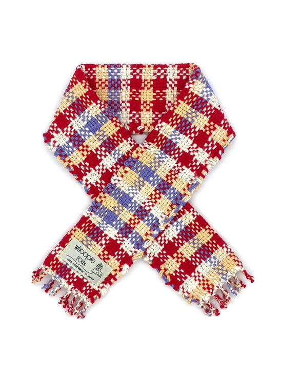 Hand-woven scarf of 100% organic cotton _ TOWN / red ♭125♭108