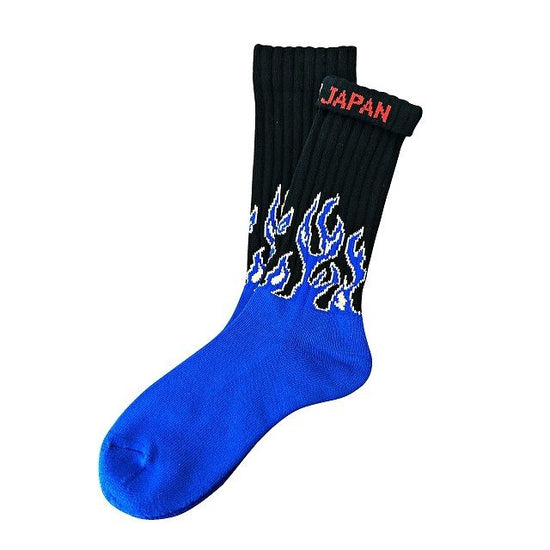 "Fire Burning -blue-" Socks