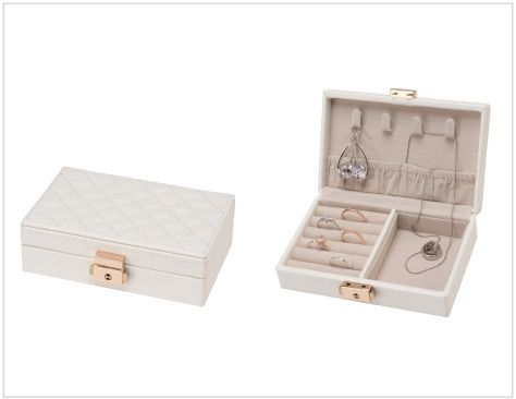 Quilted Jewelry Box S size with key, Lucy Collection, 5 pieces, AO-JB-1565