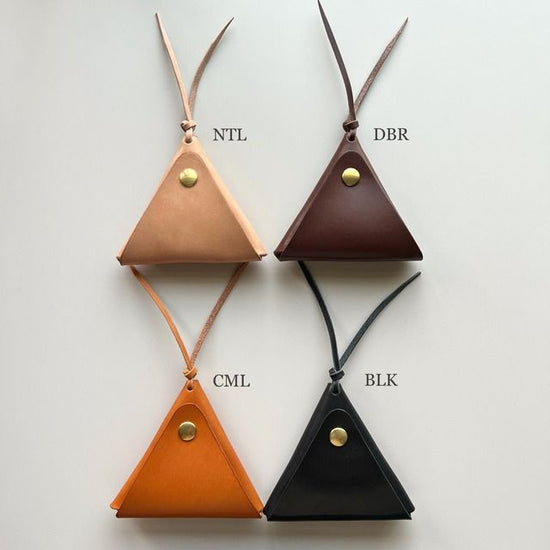 Triangular Coin Purse "Tipi" Japanese Saddle Leather