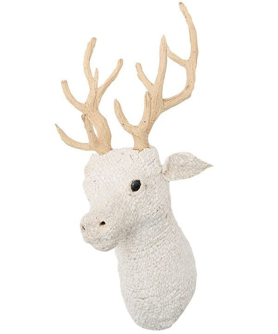 Fabric Animal Deer Wall Hanging (White Boucle) M68-2436WH