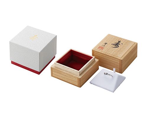 Kotobuki Ring Single Insert Case, Paulownia Box, with Kotobuki Mark in Red and White Outer Box, KOTOBUKI Series, 12 pieces, AR-RW270