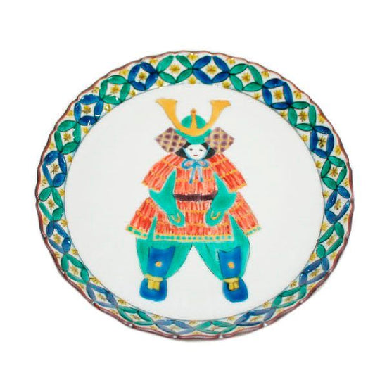 [Eisyou] 5" dish with samurai design (with plate stand)