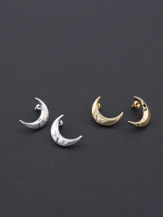 Metal moon pierced earrings (2 colors)