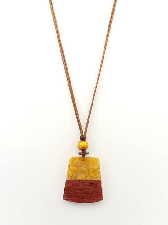 Wood & resin trapezoid necklace