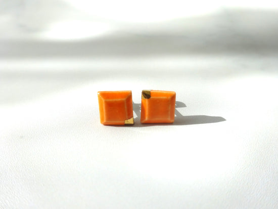 Kotsubu Ceramic Pierced Earrings Square Orange