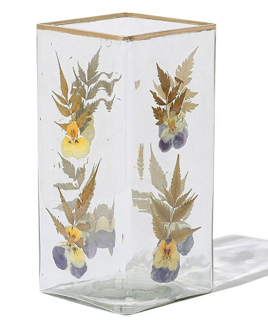 Pressed flower square glass vase M17-2567