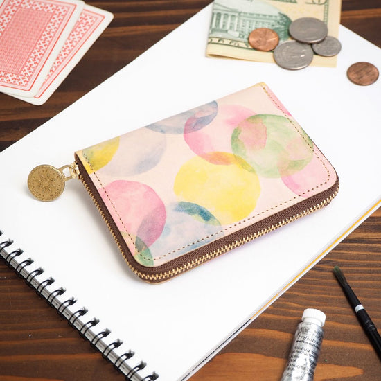 Round Zipper Compact Wallet (Bubble) Cowhide