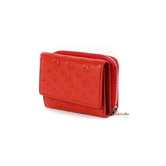 Flower Logo Trifold Wallet in Red