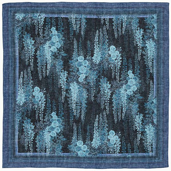 Digital Indigo Furoshiki - Kyo no Wisteria