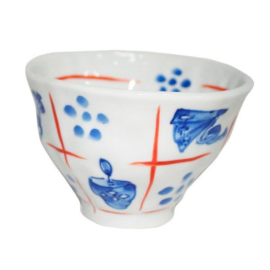 [Eisyou] Hand-dyed rice bowl with dogu zukushi design (Large)