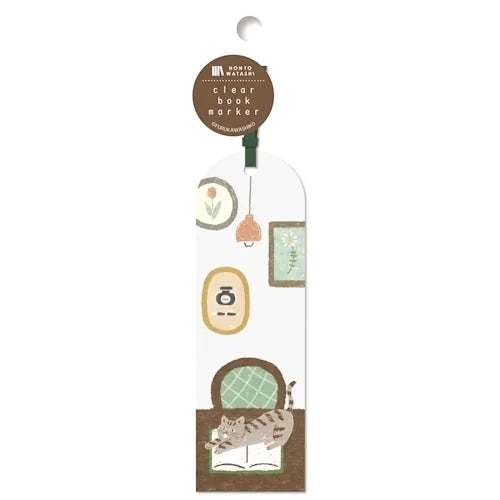 Furukawa Shiko Clear Bookmark – Stretching Cat