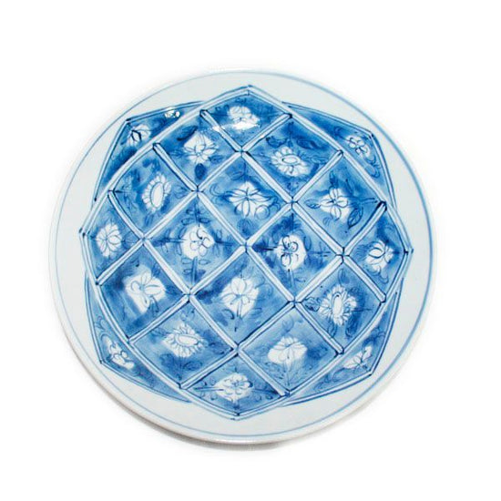 [Eisyou] (Lu) Shaku Dish, Sarasara design in underglaze blue