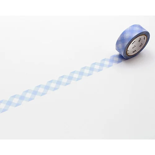 mt Masking Tape – Wide Gingham Check, Pastel Ultramarine, 15mm×7m