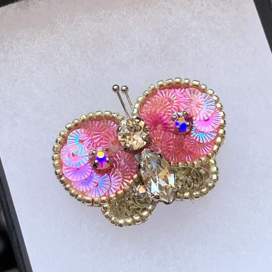 Chochu Bead Embroidery Tie-Tack Pin Brooch Pink 2