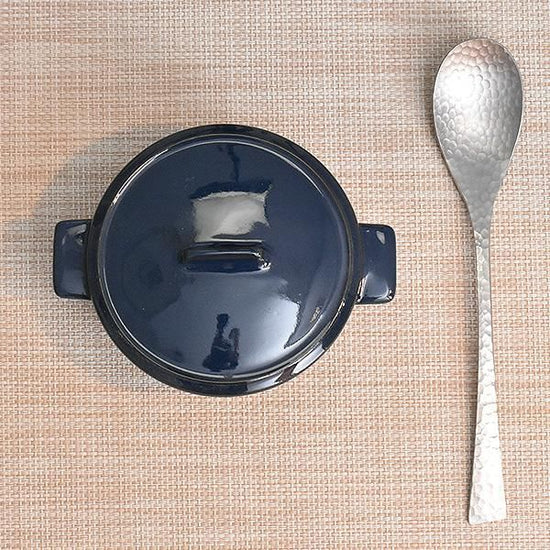 Navy Cocotte S Blue Type Western Tableware Oven Souffle Cocotte Oven OK Made in Japan Minoyaki