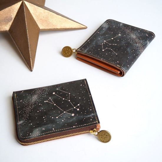 L-Shape Zipper Wallet (12 Starry Skies) Genuine Leather Small Wallet