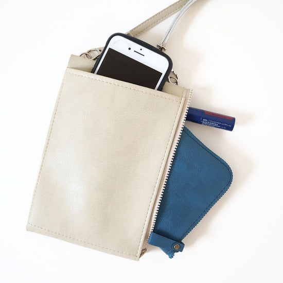 Phone pochette [7 colors] [with side zipper and card pocket] made of ultra-lightweight, water- and scratch-resistant high-quality vegan leather (Made to order)