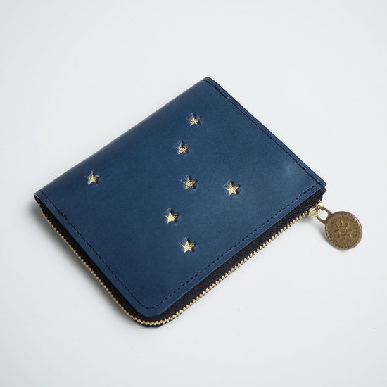 L-Shaped Zipper Wallet ( CYGNUS Night Blue) CYGNUS Star Cowhide