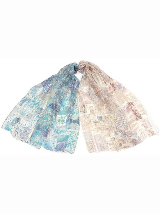 Patchwork mix shawl (2 colors) 100% silk