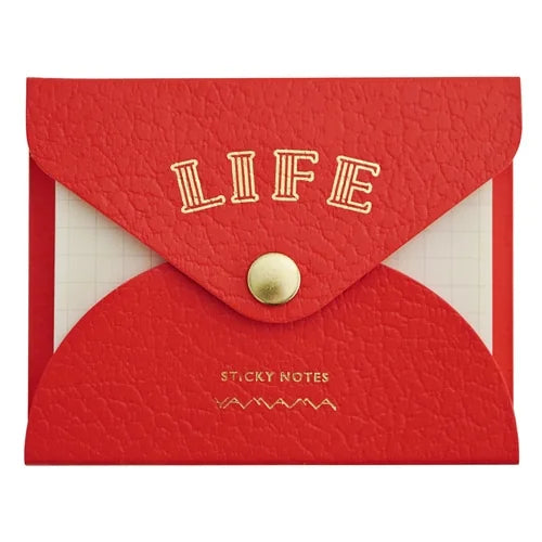 LIFE × Yamama Bungu Sticky Notes with Cover – Grid, Orange