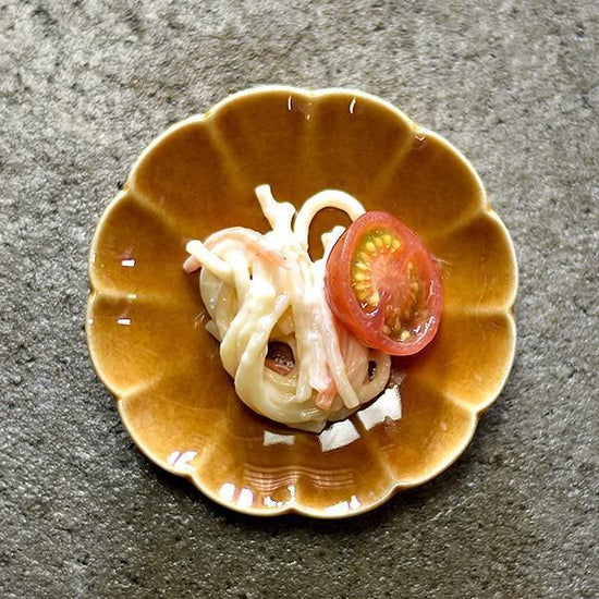 Brown Round Rinka Small Dish, Japanese Tableware, Shokado, Made in Japan, Minoyaki, Stylish, Modern