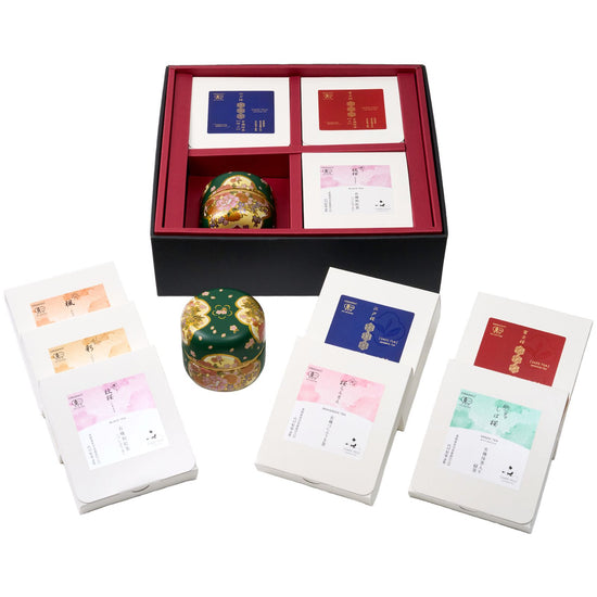 Gift Organic Recommended Set: Two kinds of high-grade sencha green tea and Japanese black tea, choice of canned natsume (Japanese plum)