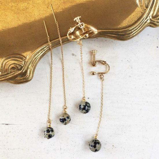 Dalmatian jasper long earring