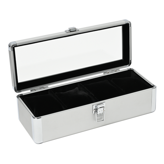 Aluminum watch case for 4 watches, 4 watch collection cases, aluminum, 1 piece ES-SE54025AL